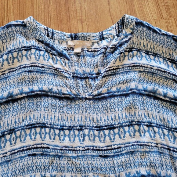 Woman Within Top Shirt Womens 2X Blue White Tie Dye Bell Sleeve Peasant Boho - Picture 3 of 11